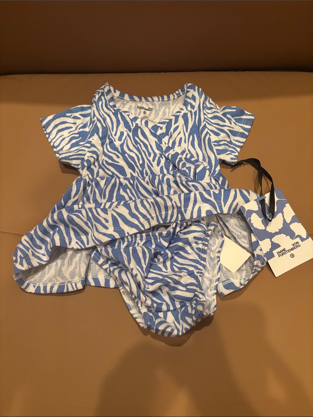 Diane Von Furstenberg Blue Zebra-Print Baby Dress with Diaper Cover